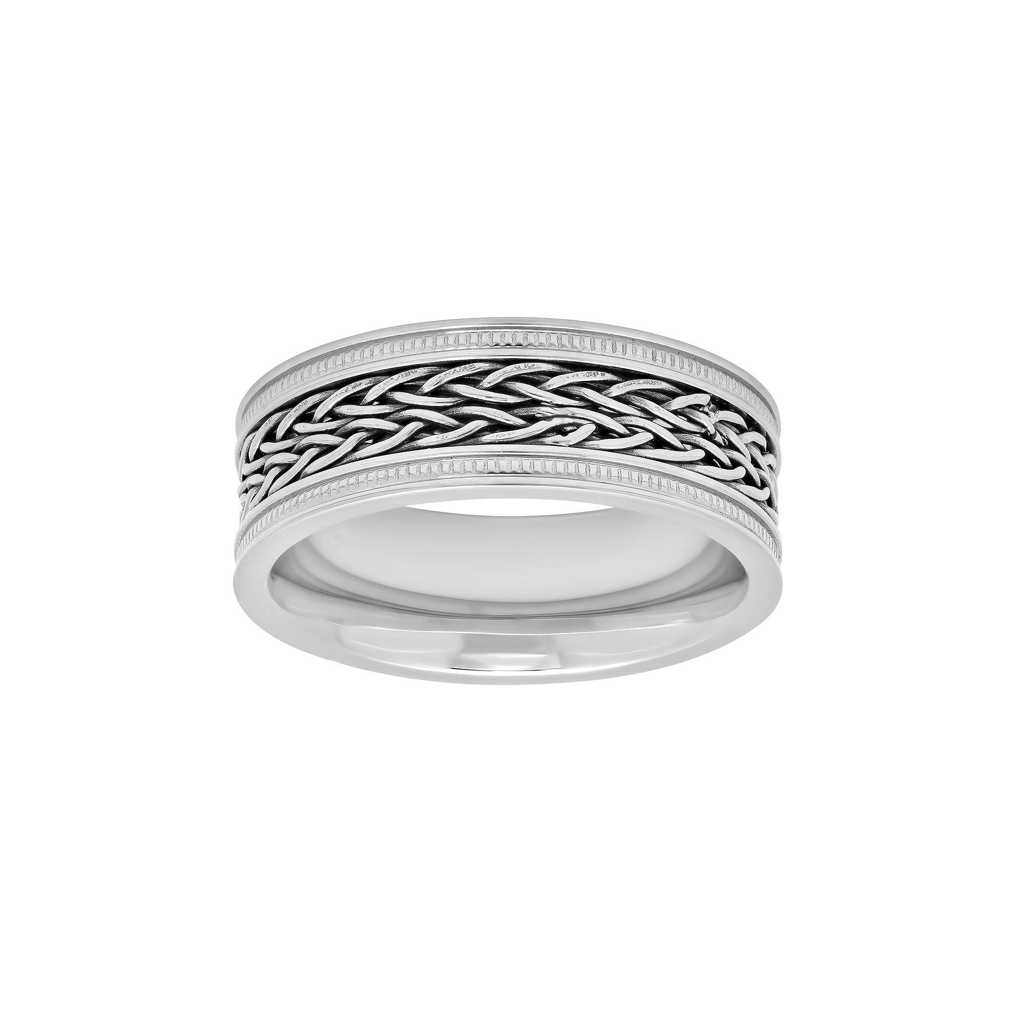 Mens Stainless Steel Braided Wedding Band Grey Product Image