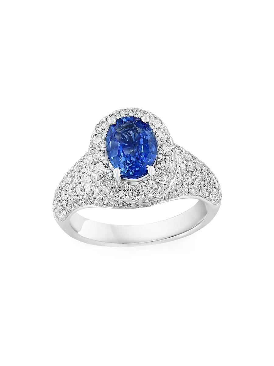 Womens 18K White Gold, Sapphire & 1.63 TCW Diamond Ring Product Image