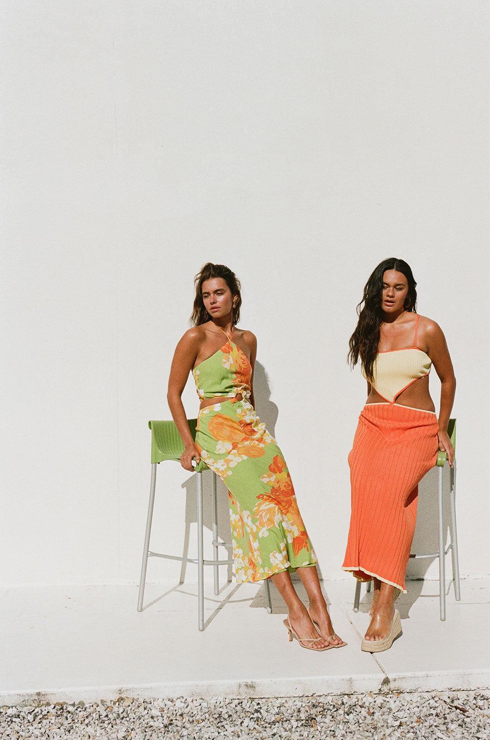 Gala Cutout Dress - Floral Sunset Product Image