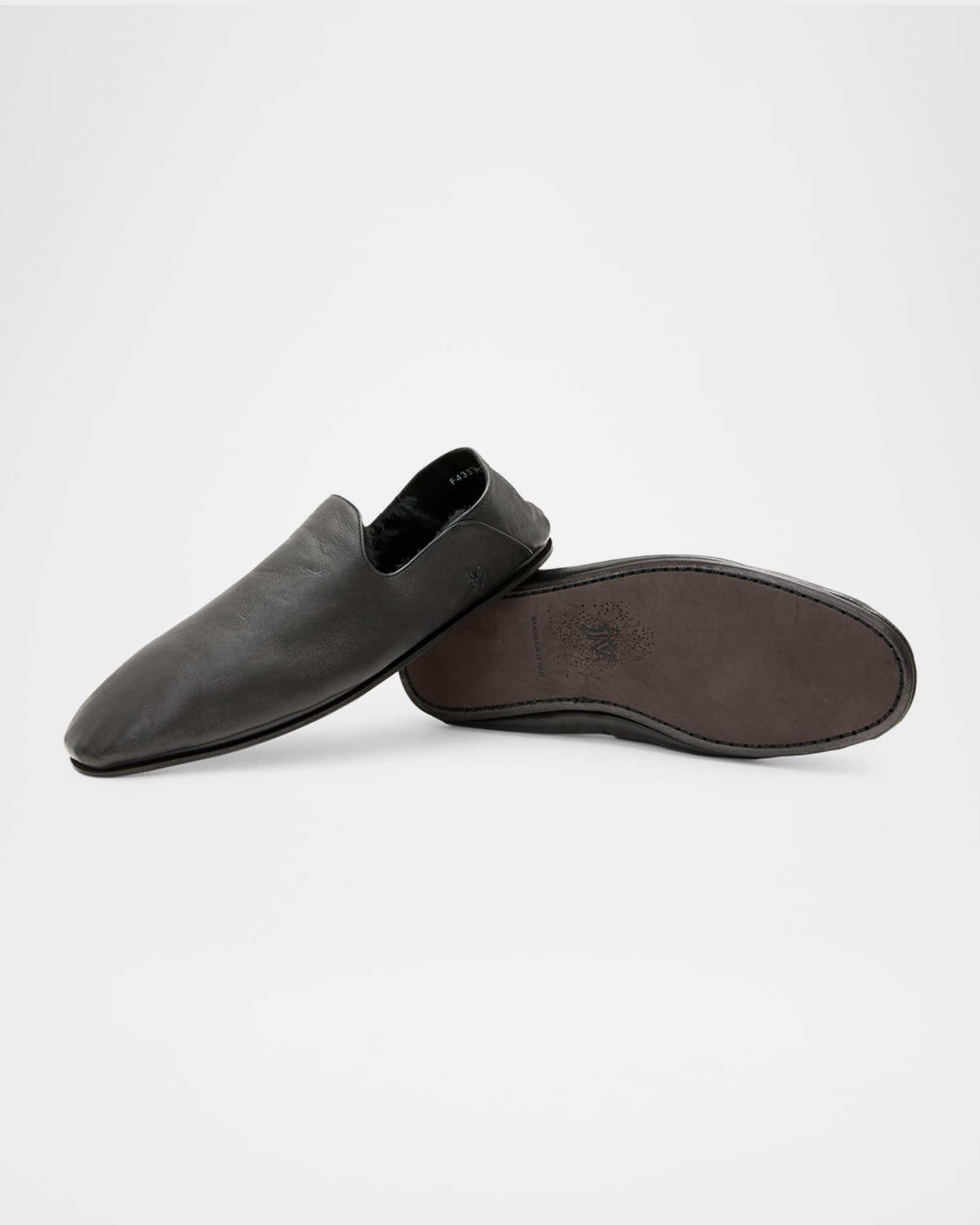 Men's Lodge Shearling-Lined Leather Moccasins Product Image