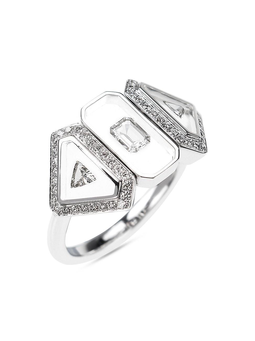 Womens Universe 18K White Gold, Diamond & Enamel Invisible Ring Product Image