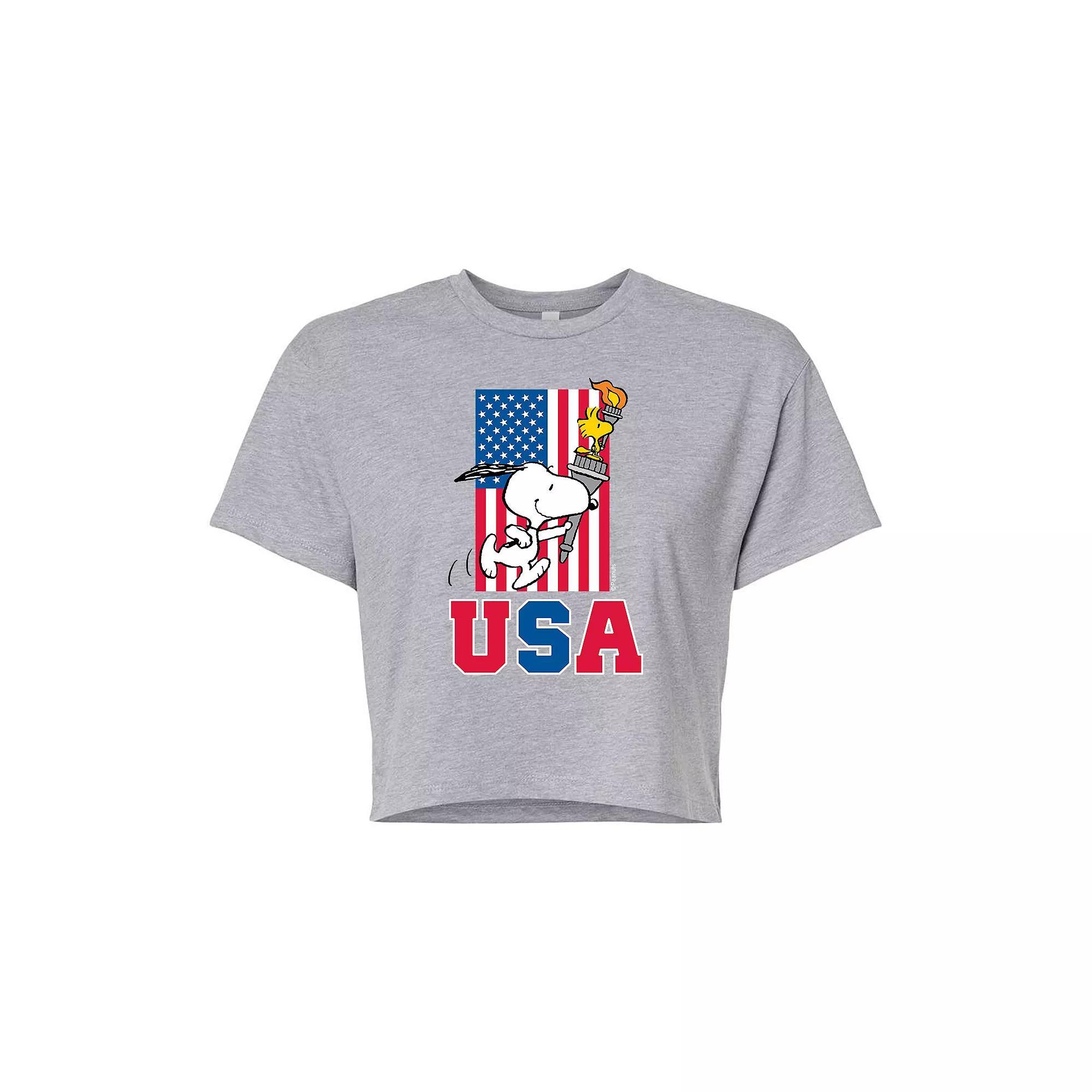 Juniors Peanuts USA Torch Cropped Tee, Girls Product Image
