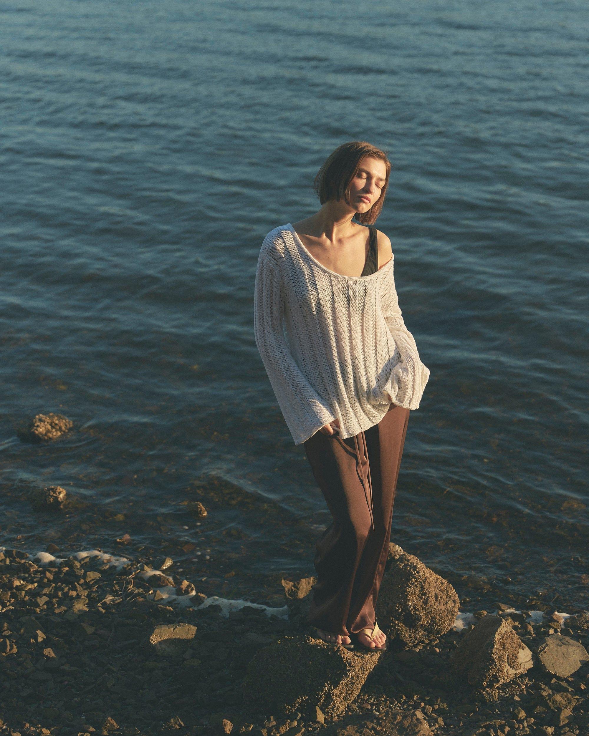 Leah Ribbed Scoop-Neck Sweater Product Image