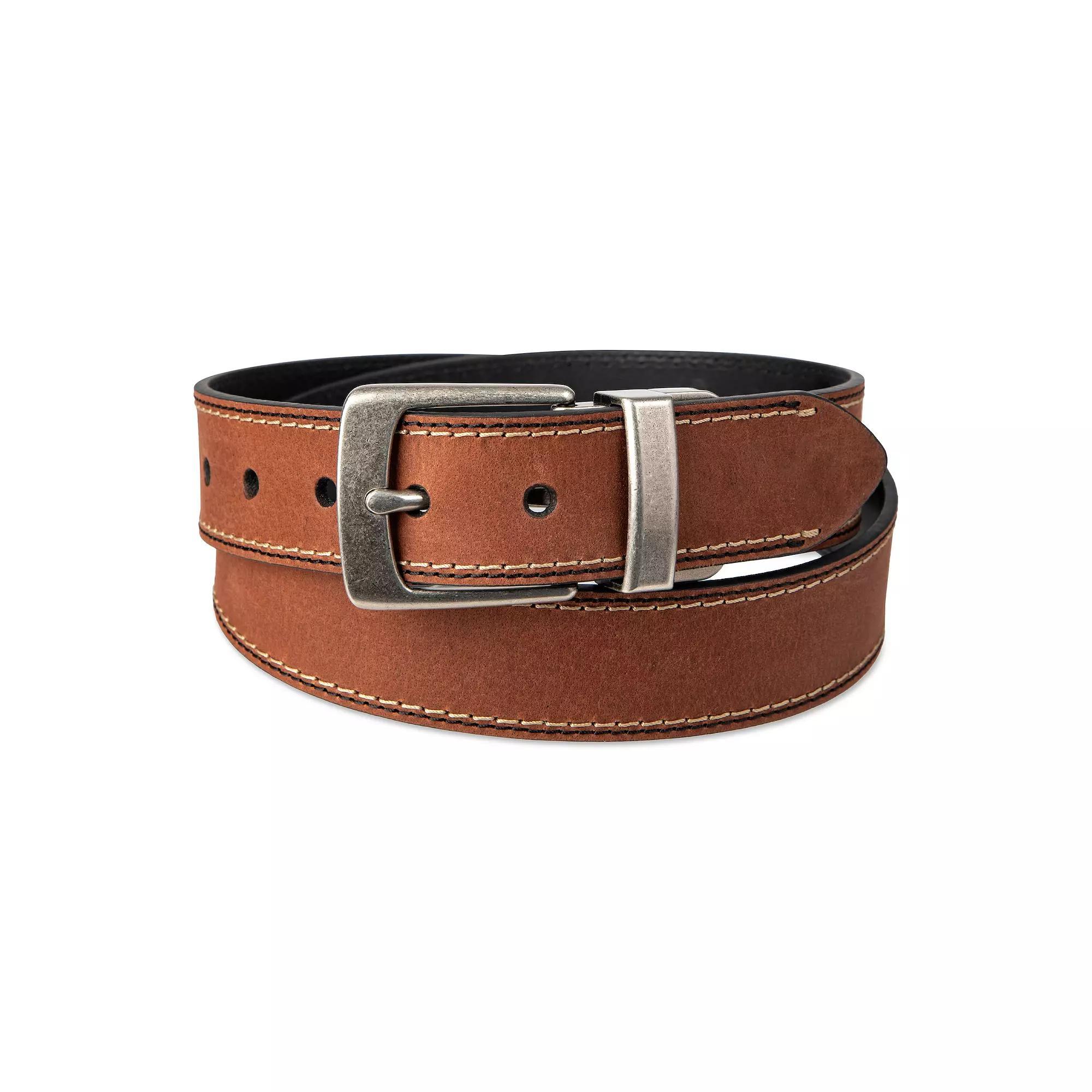 Men's Columbia Reversible Stitch Bordered Leather Belt, Size: XL, Brown Black Product Image