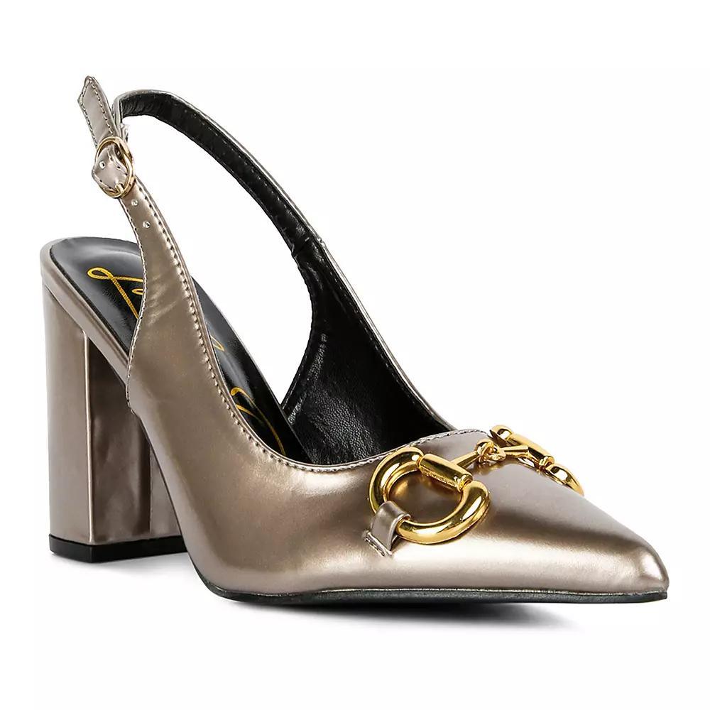 London Rag All Nighter Women's Patent Slingback Heels, Size: 7, Beige Product Image