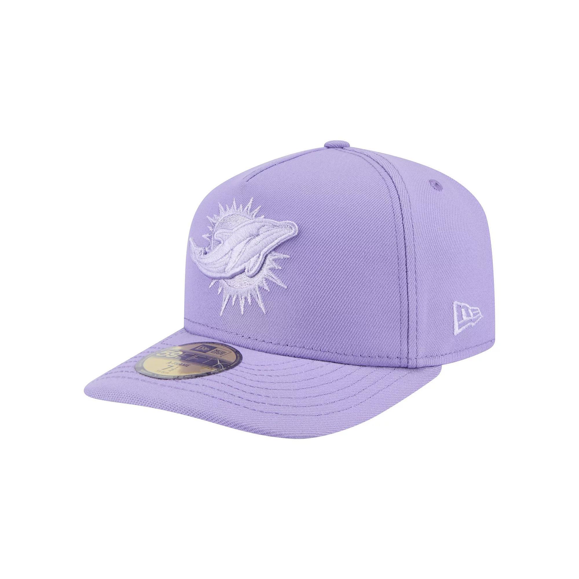 Men's New Era Light Purple Miami Dolphins Color Pack A-Frame 59FIFTY Fitted Hat, Size: 7 7/8, Lt Pur Product Image