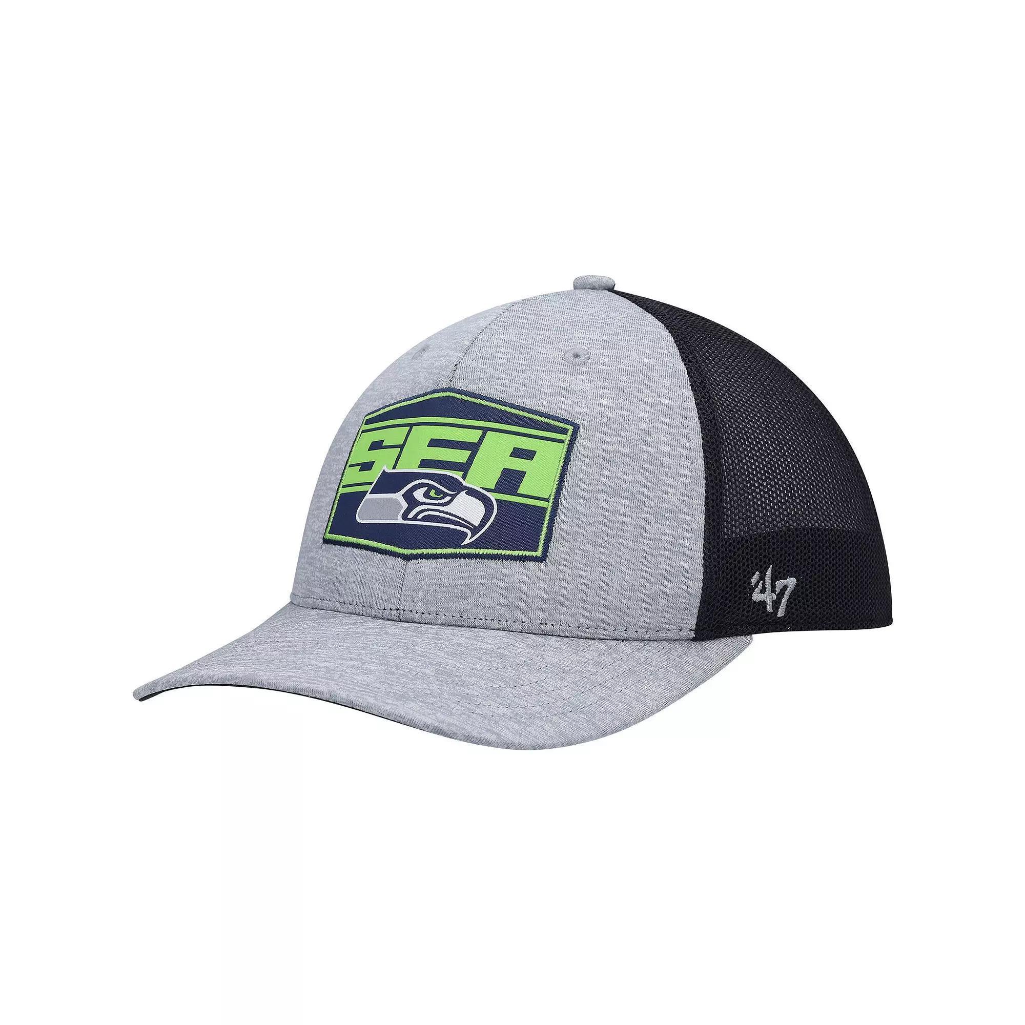 Men's '47 Heathered Gray/College Navy Seattle Seahawks Motivator Flex Hat, Size: Small/Medium, Grey Product Image