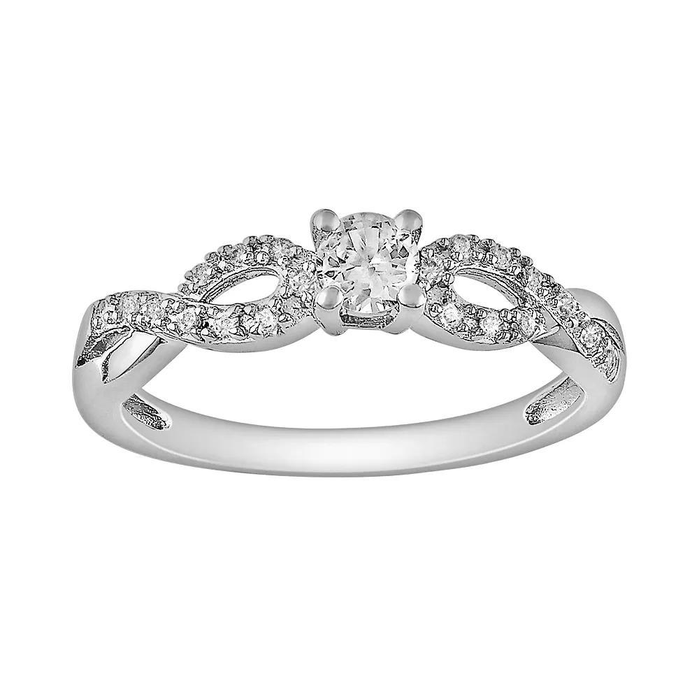Stella Grace Sterling Silver Lab-Created White Sapphire and Diamond Accent Infinity Ring, Women's, Size: 4 Product Image
