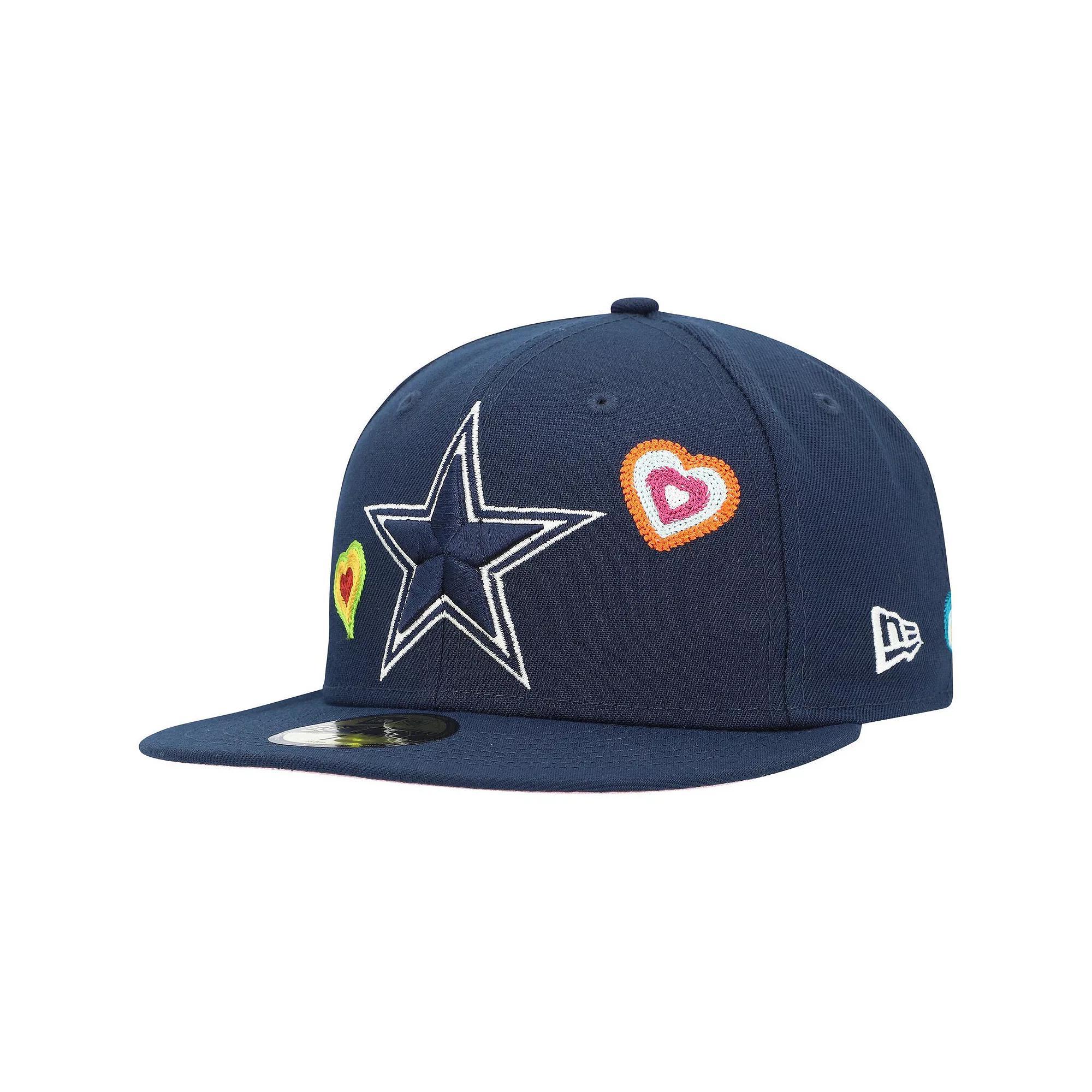 Men's New Era Navy Dallas Cowboys Chain Stitch Heart 59FIFTY Fitted Hat, Size: 7 1/2, Blue Product Image