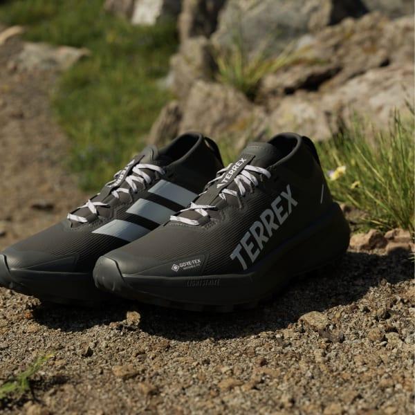 adidas Terrex Agravic GORE-TEX Trail Running Shoes Silver Green 9.5 Womens Product Image