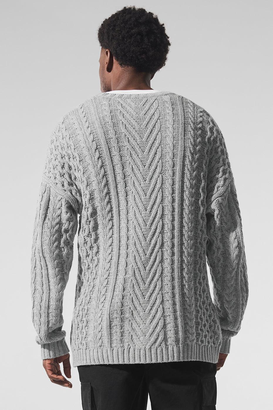 Cable Knit Crew Neck Sweater - Athletic Heather Grey Male Product Image