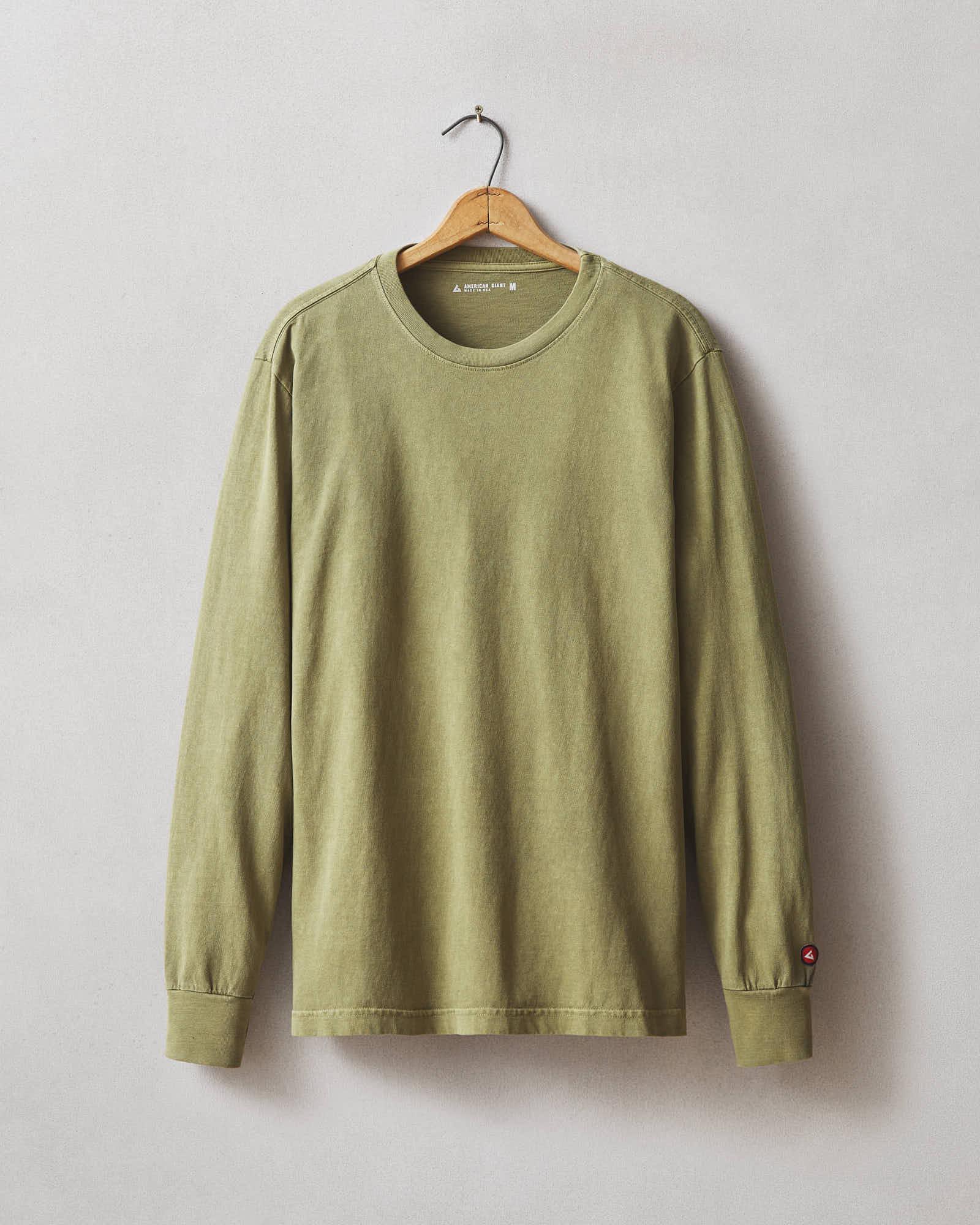 Men's Vintage Crew Long Sleeve Tee - Washed Capulet Olive Male Product Image