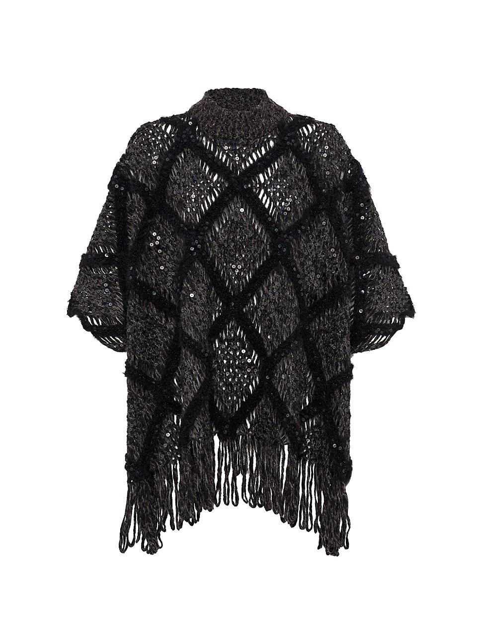 Womens Wool and Alpaca Knit Poncho Product Image
