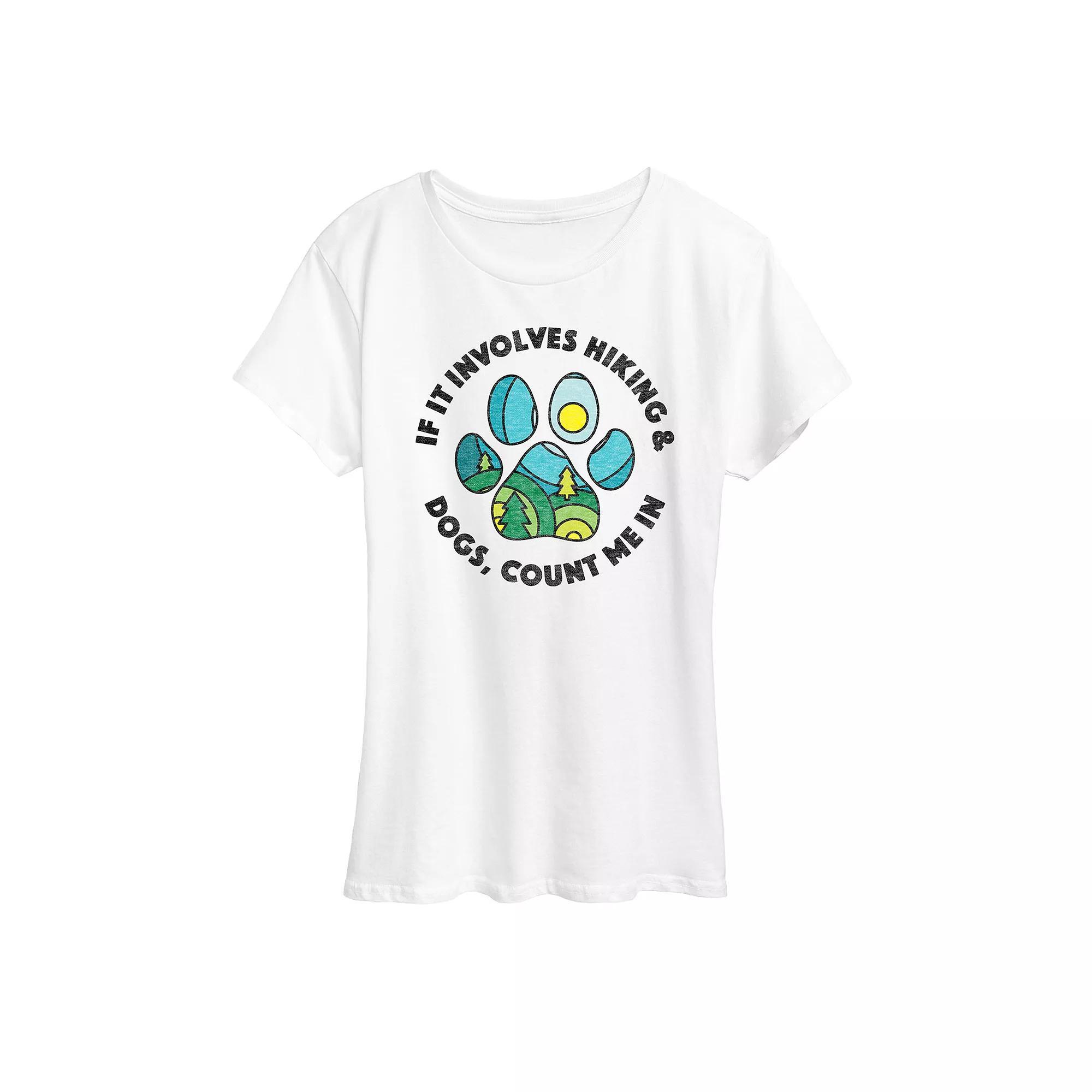 Women's Hiking And Dogs I'm In Graphic Tee, Size: XXL, White Product Image