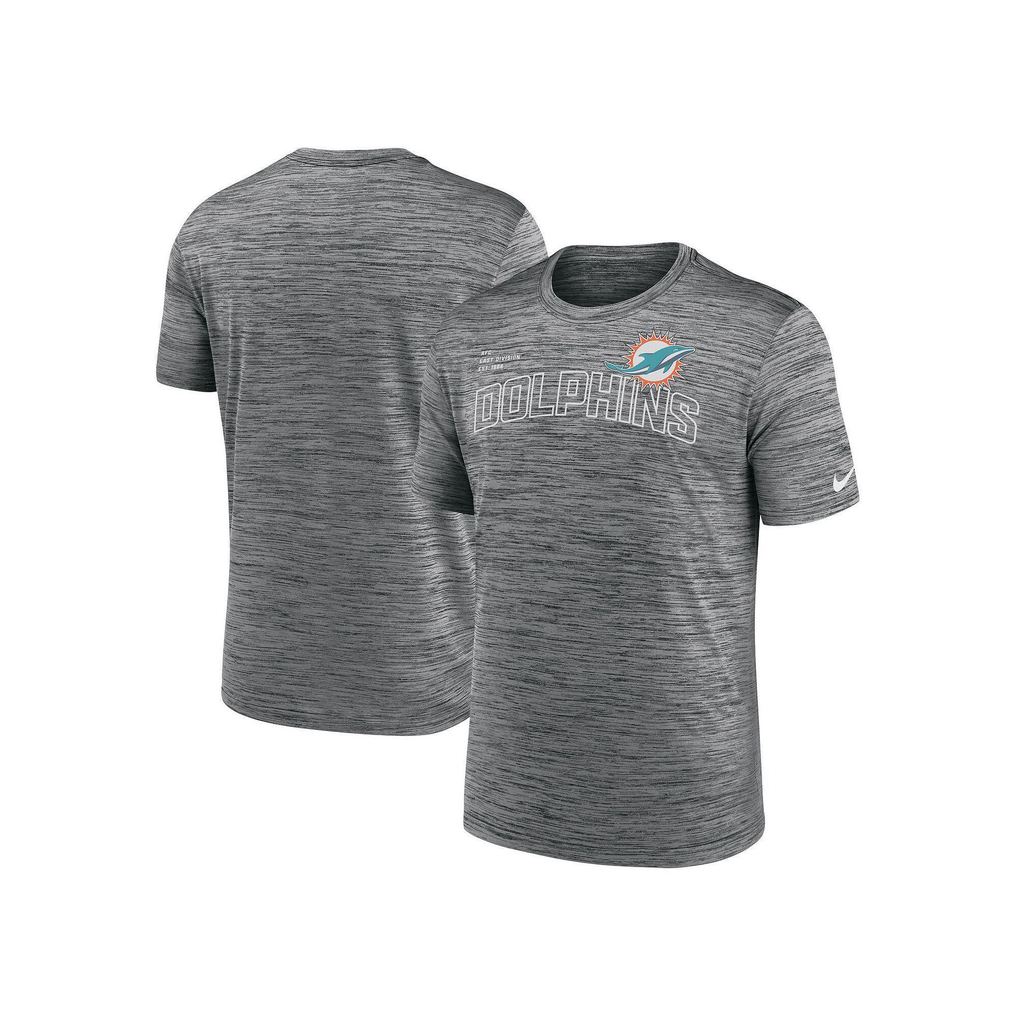 Men's Nike  Anthracite Miami Dolphins Velocity Arch Performance T-Shirt, Size: 3XL, Grey Product Image
