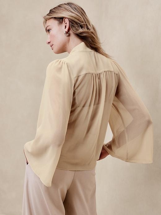 Bell-Sleeve Tie Blouse Product Image