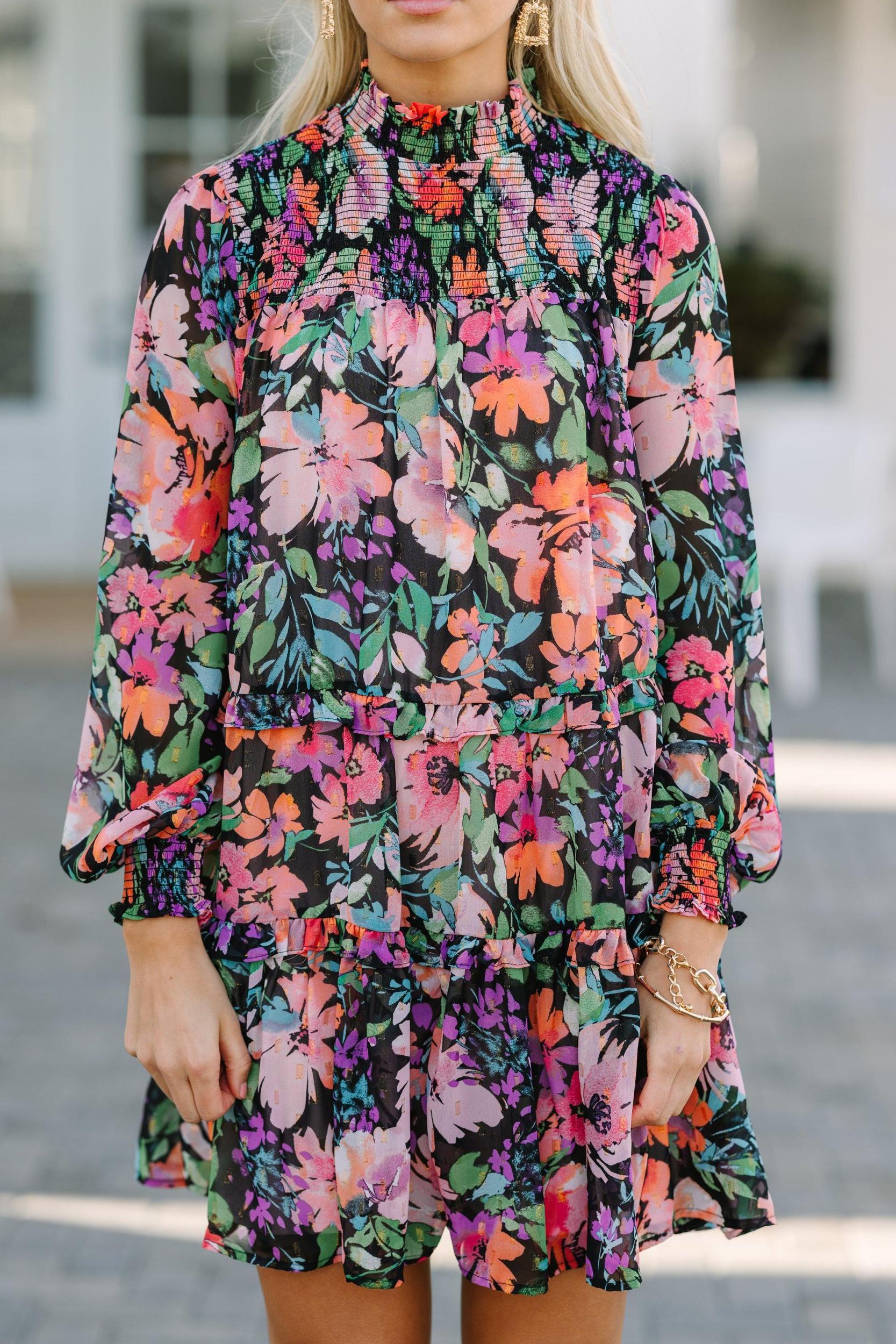 Fate: For Your Love Black Floral Dress Female Product Image