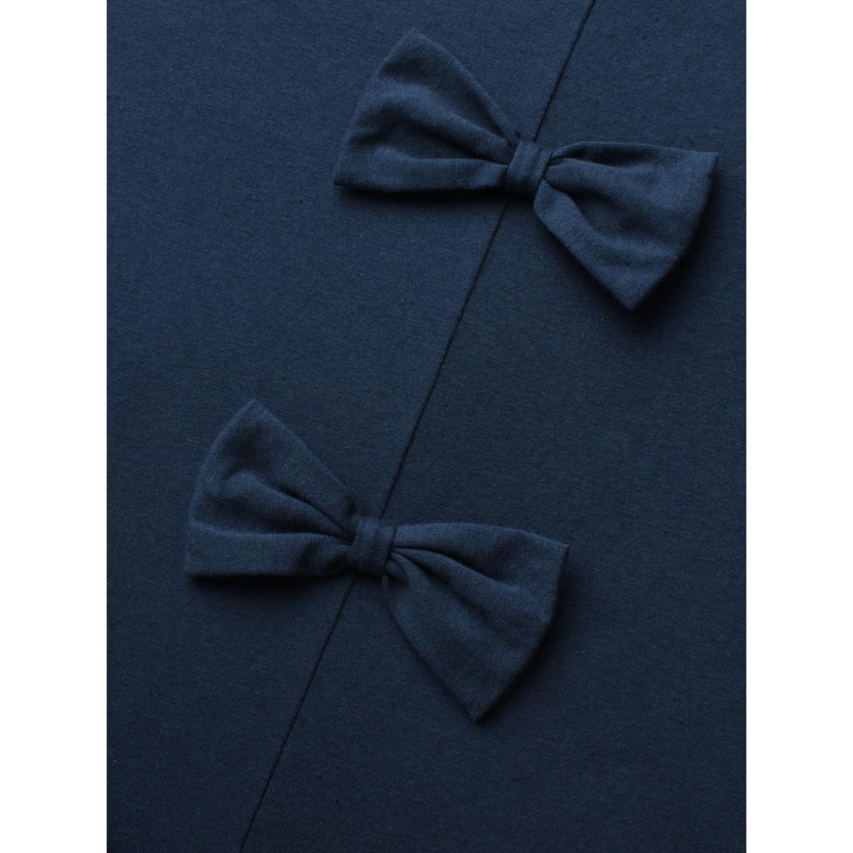 Plus Size Cotton Bow-Back Detail Slit Tee Indigo Women Casual Bowknot Non Everyday T-shirts BloomChic 22-24/3X Product Image