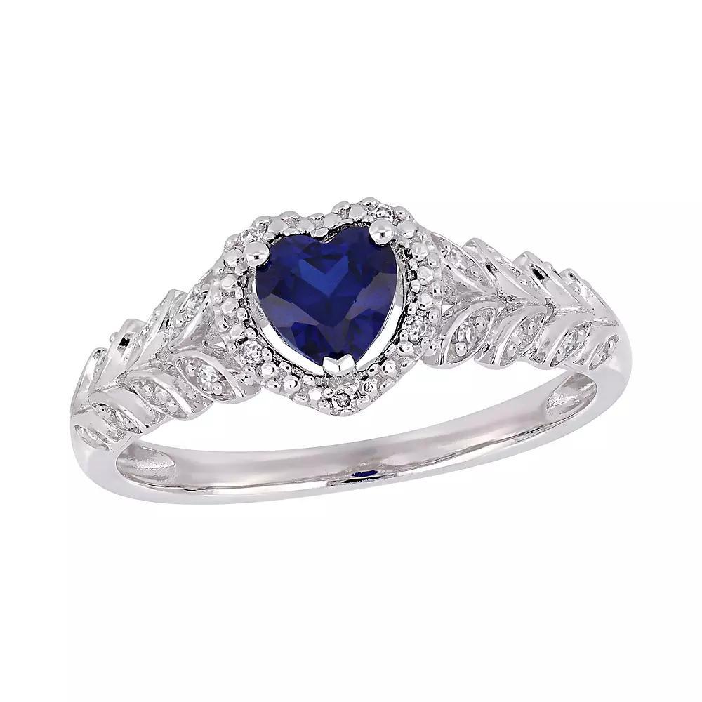 Stella Grace 10K Gold Created Blue Sapphire & Diamond Accent Ring, Women's, Size: 9, 10k Whgold Product Image