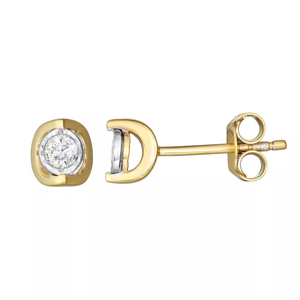 Sterling Silver 1/5 Carat T.W. Diamond Bezel Stud Earrings, Women's, Yellow Gold Tone Product Image