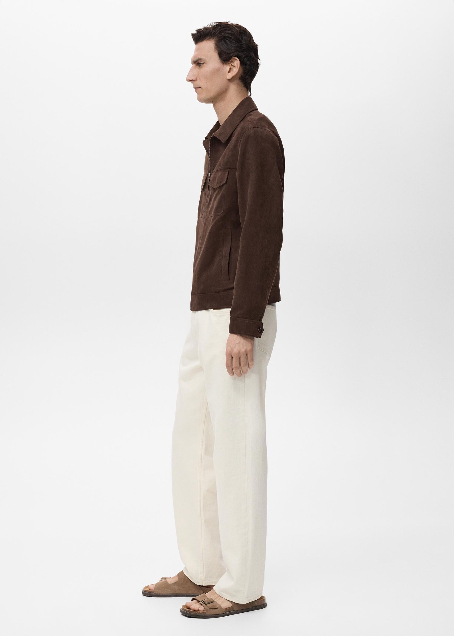 Suede-effect jacket with zip - Men | MANGO USA Product Image
