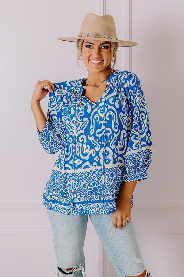 Santorini Season Shift Top in Ocean Blue Product Image