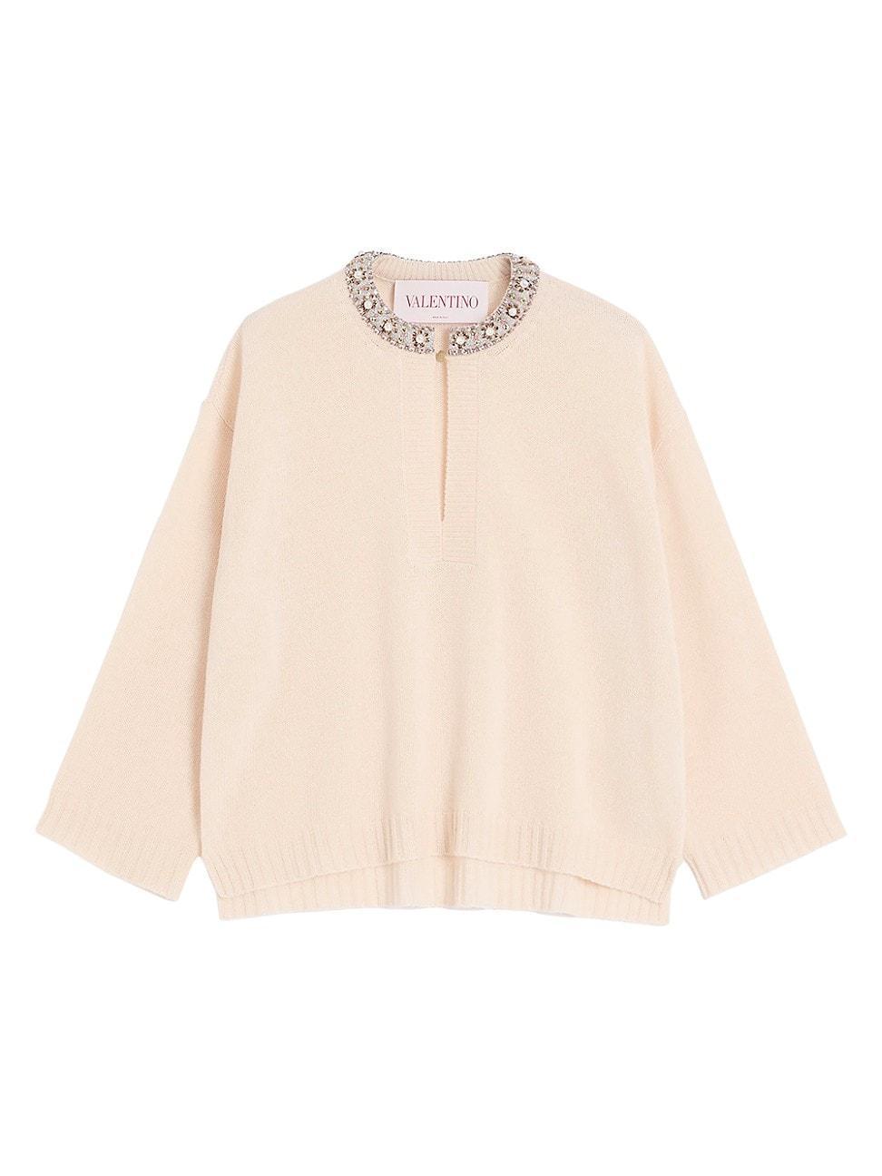 Womens Embroidered Wool Sweater Product Image