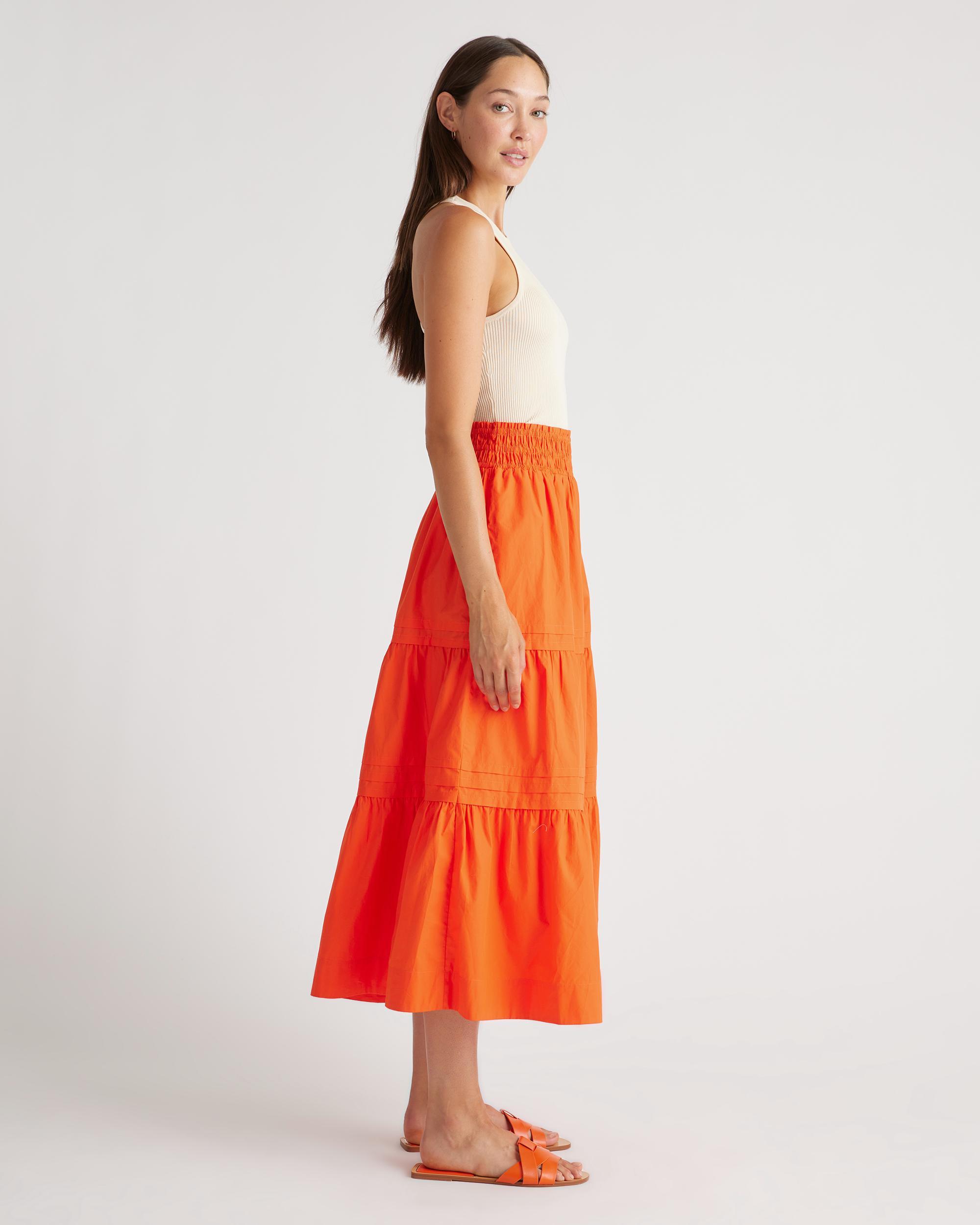 Quince | Women's Poplin Tiered Maxi Skirt Size XS, Organic Cotton Product Image