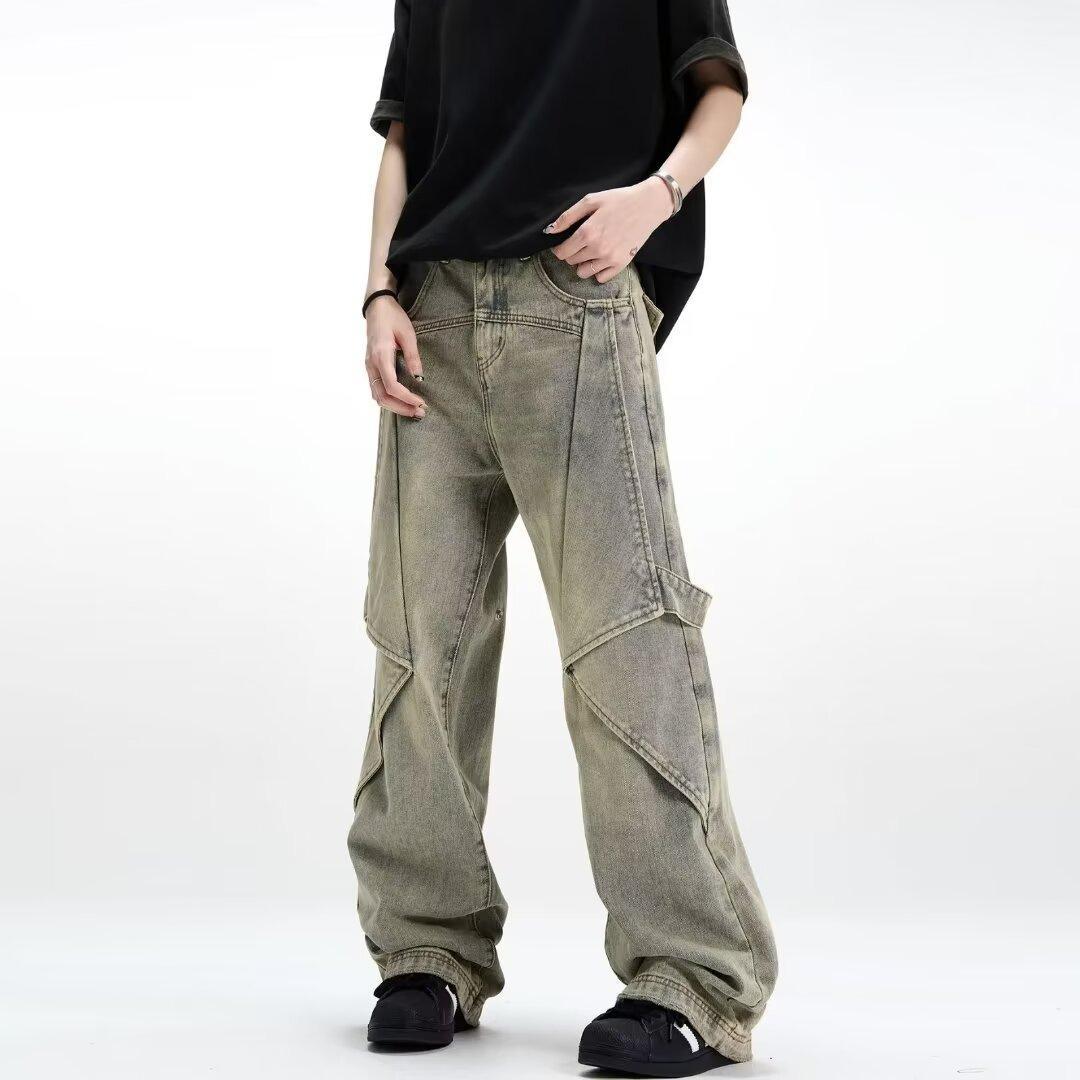 Sopula Men's Patchwork High Street Vintage Washed Jeans Product Image