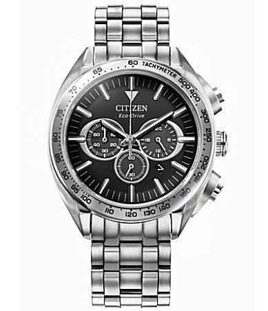 Citizen Mens Eco-Drive Carson Stainless Steel Bracelet Chronograph Watch Blue Two Tone Product Image