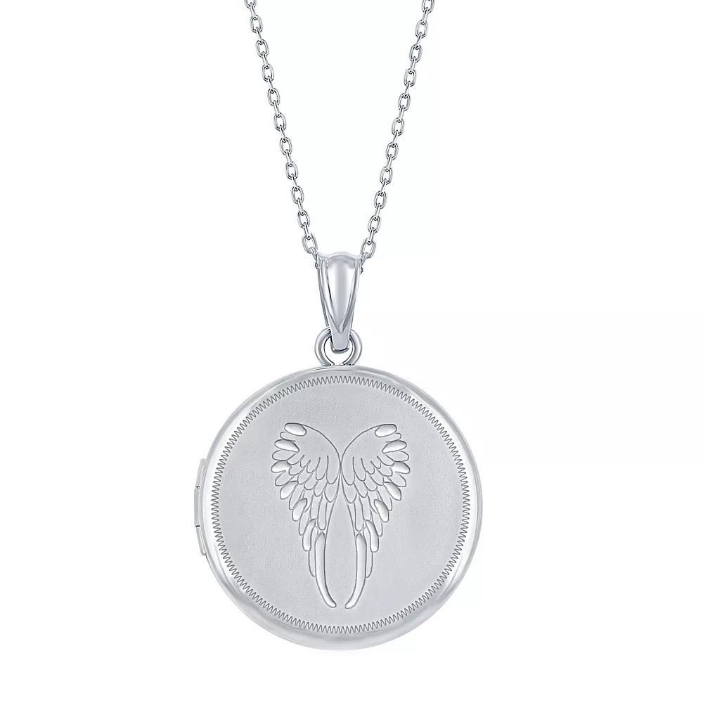 Sterling Silver Matte Angel Wings Locket, Women's, Size: 18" Product Image