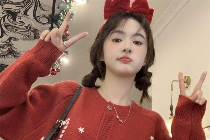 Round Neck X'Mas Oversized Cardigan Product Image