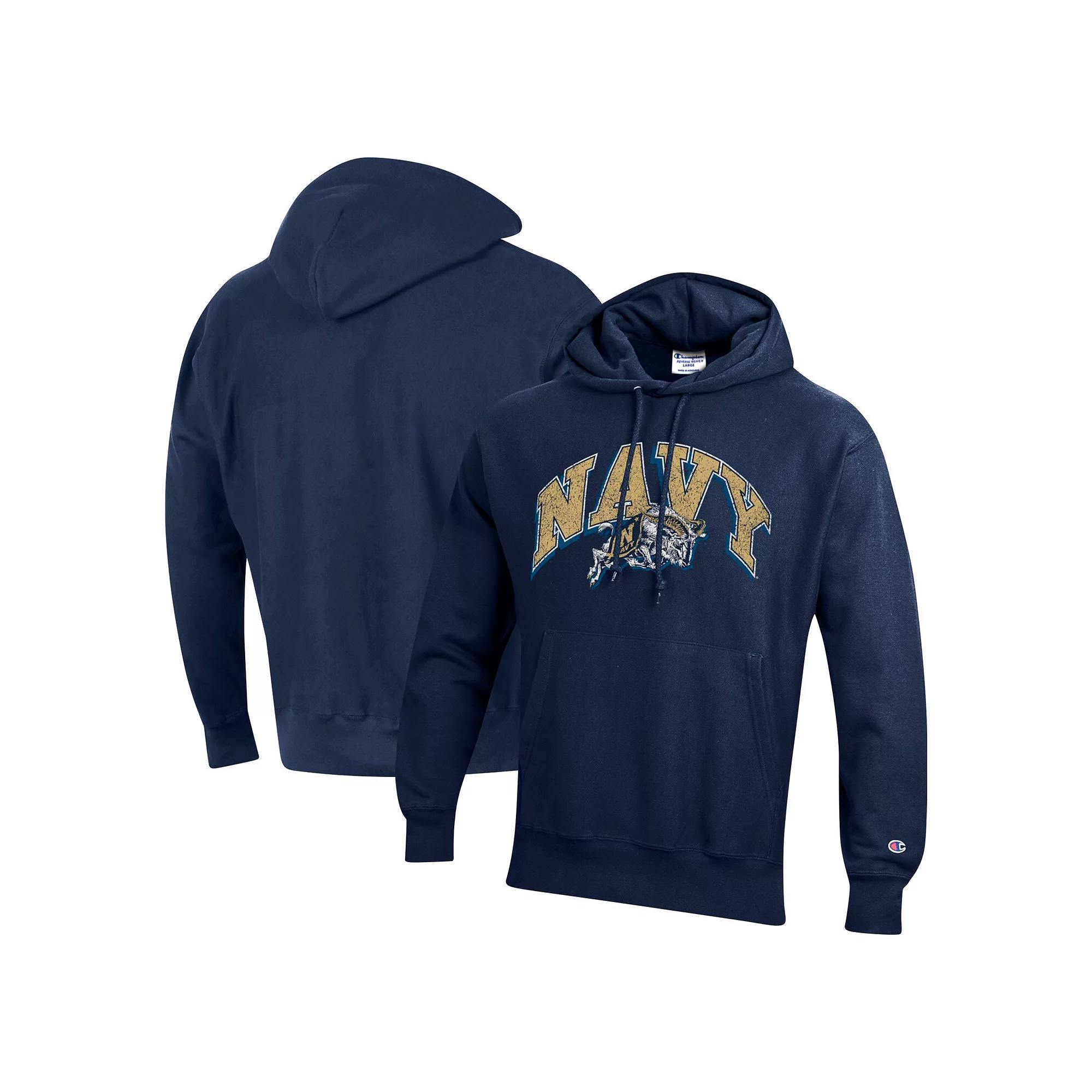 Mens Champion Midshipmen Vault Late Night Reverse Weave Pullover Hoodie Blue Product Image