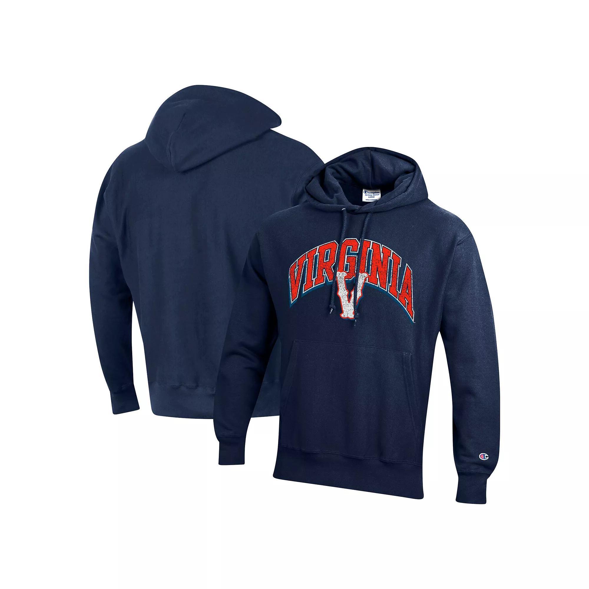 Men's Champion Navy Virginia Cavaliers Vault Late Night Reverse Weave Pullover Hoodie, Size: Small, Blue Product Image