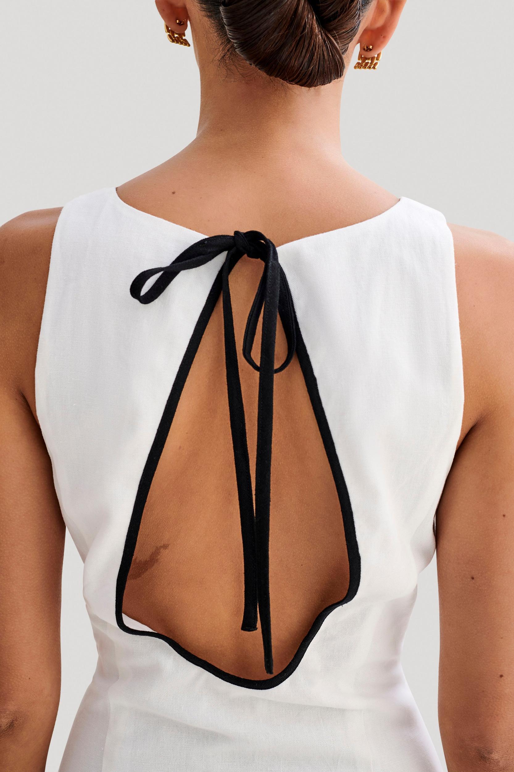 Sofiane Scalloped Linen Mini Dress - Ivory Product Image