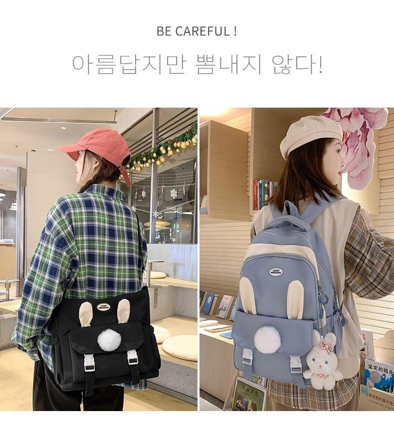 Rabbit Accent Buckled Nylon Backpack / Tote Bag Product Image