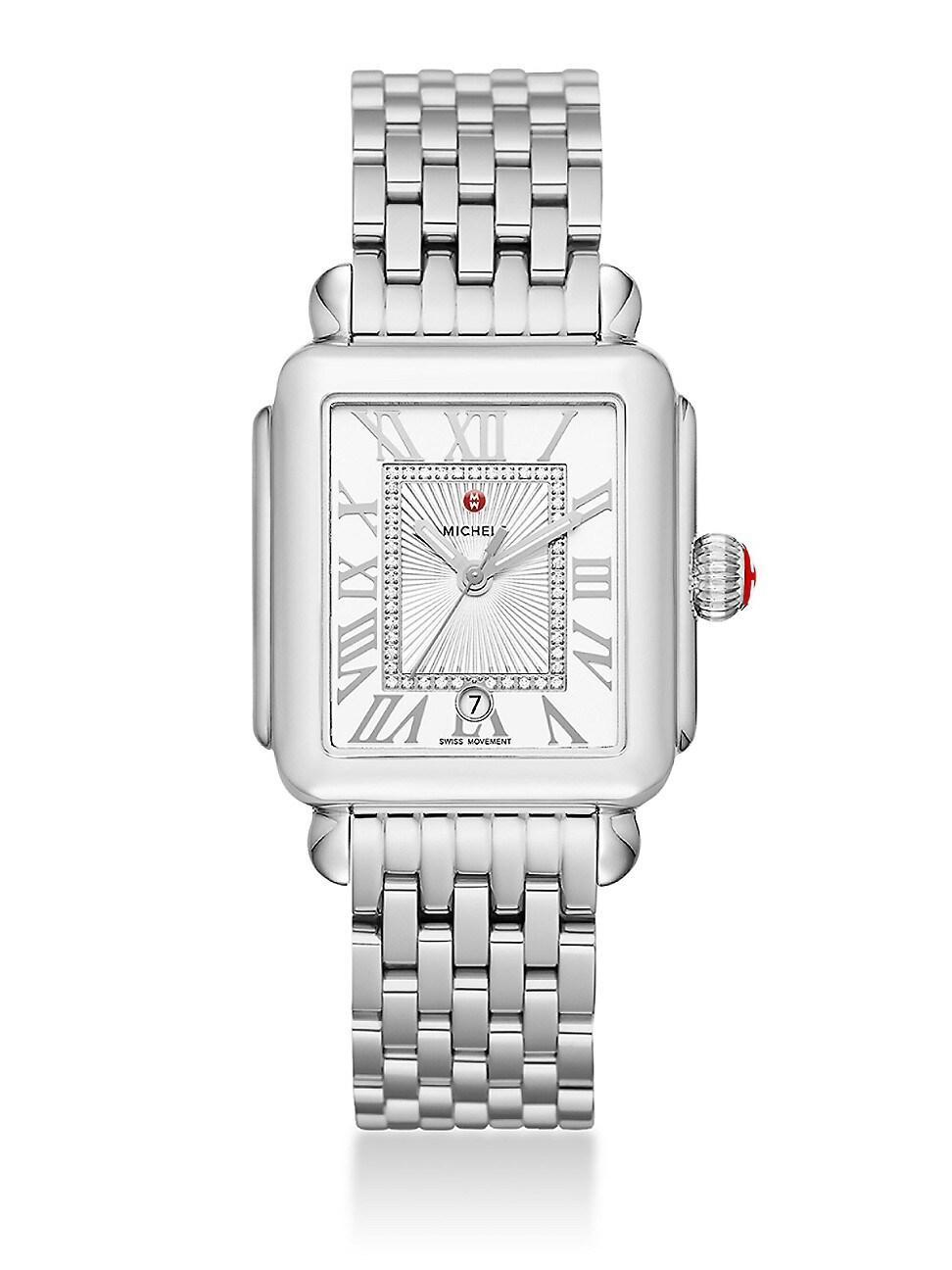 Deco Madison Diamond-Dial Watch, Silver Product Image