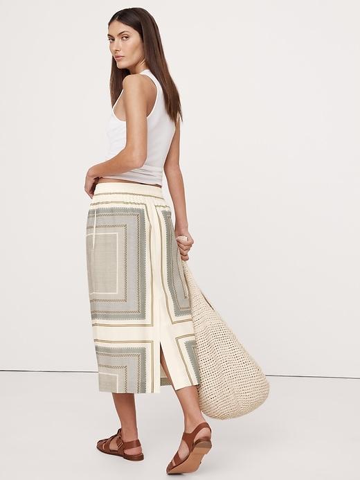 Cotton-Silk Drawstring Midi Skirt Product Image