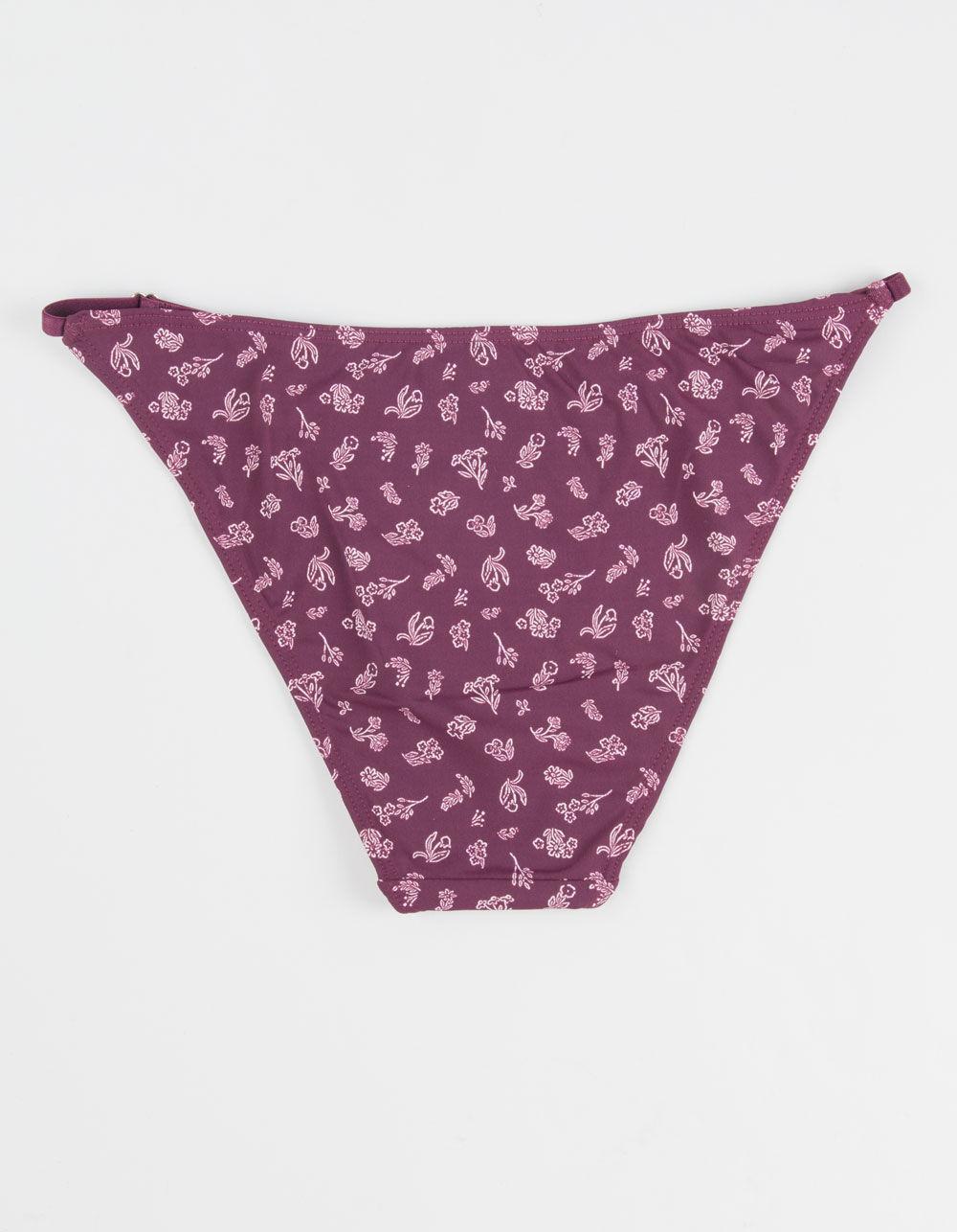 FULL TILT Micro Print Side Strap Bikini Panties - BURGUNDY COMBO Product Image