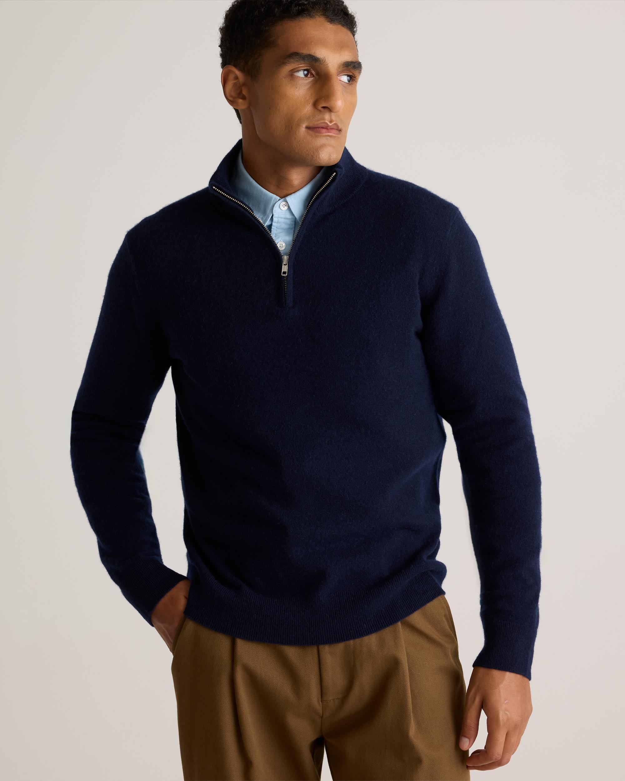 Quince | Men's Mongolian Cashmere Quarter Zip Sweater Product Image