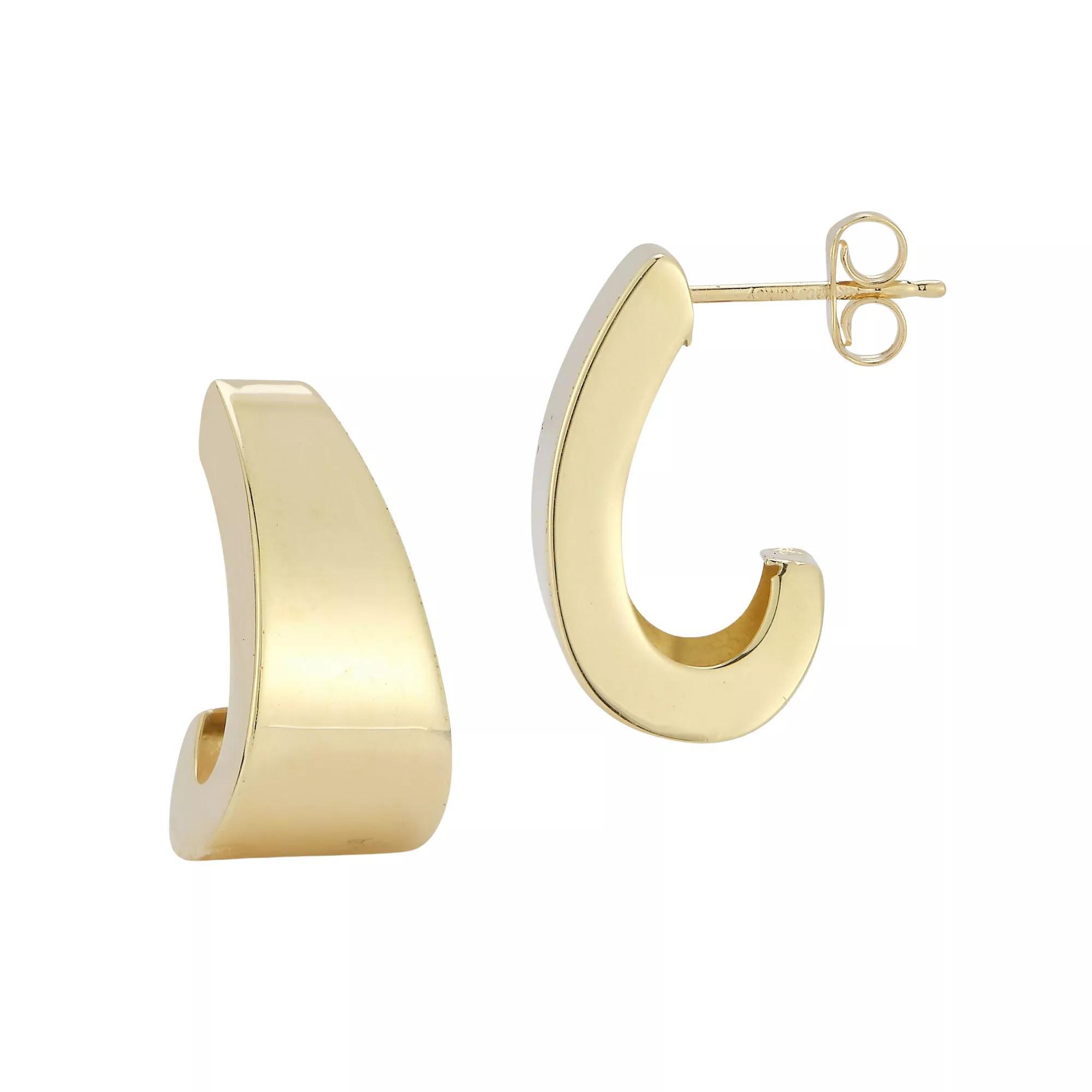 LUMINOR GOLD 14k Gold Bold J-Hoop Earrings, Women's Product Image