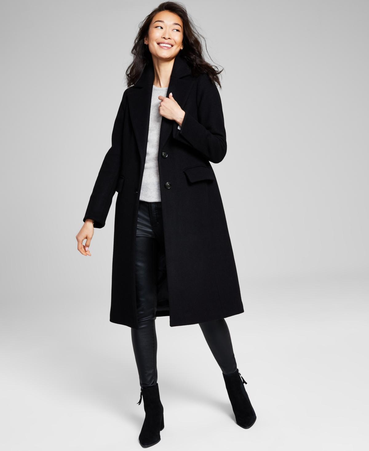 Michael Michael Kors Womens Single-Breasted Wool Blend Coat, Created for Macys - Black Product Image