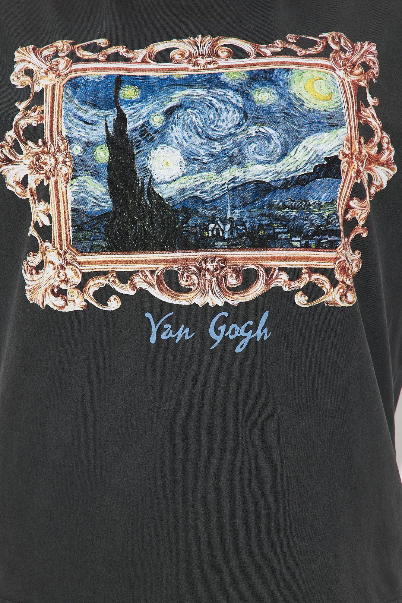 Van Gogh Starry Night Washed Tee - Black Wash Product Image