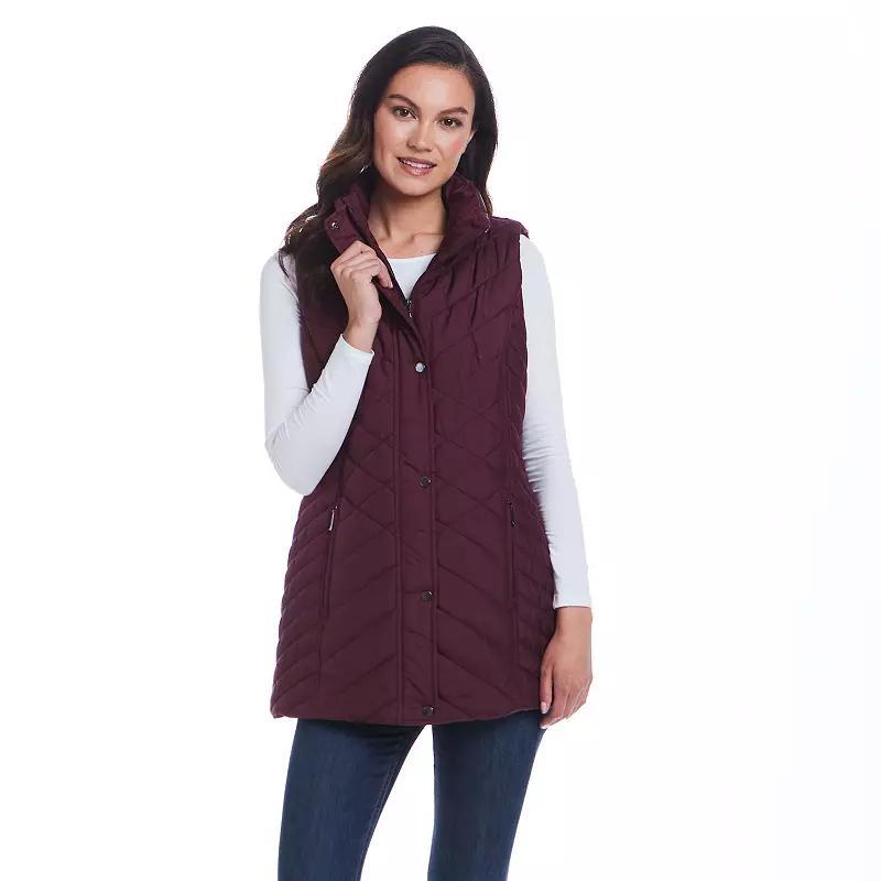 Women's Weathercast Mixed Quilted Longline Vest, Size: Large, Beechwood Product Image