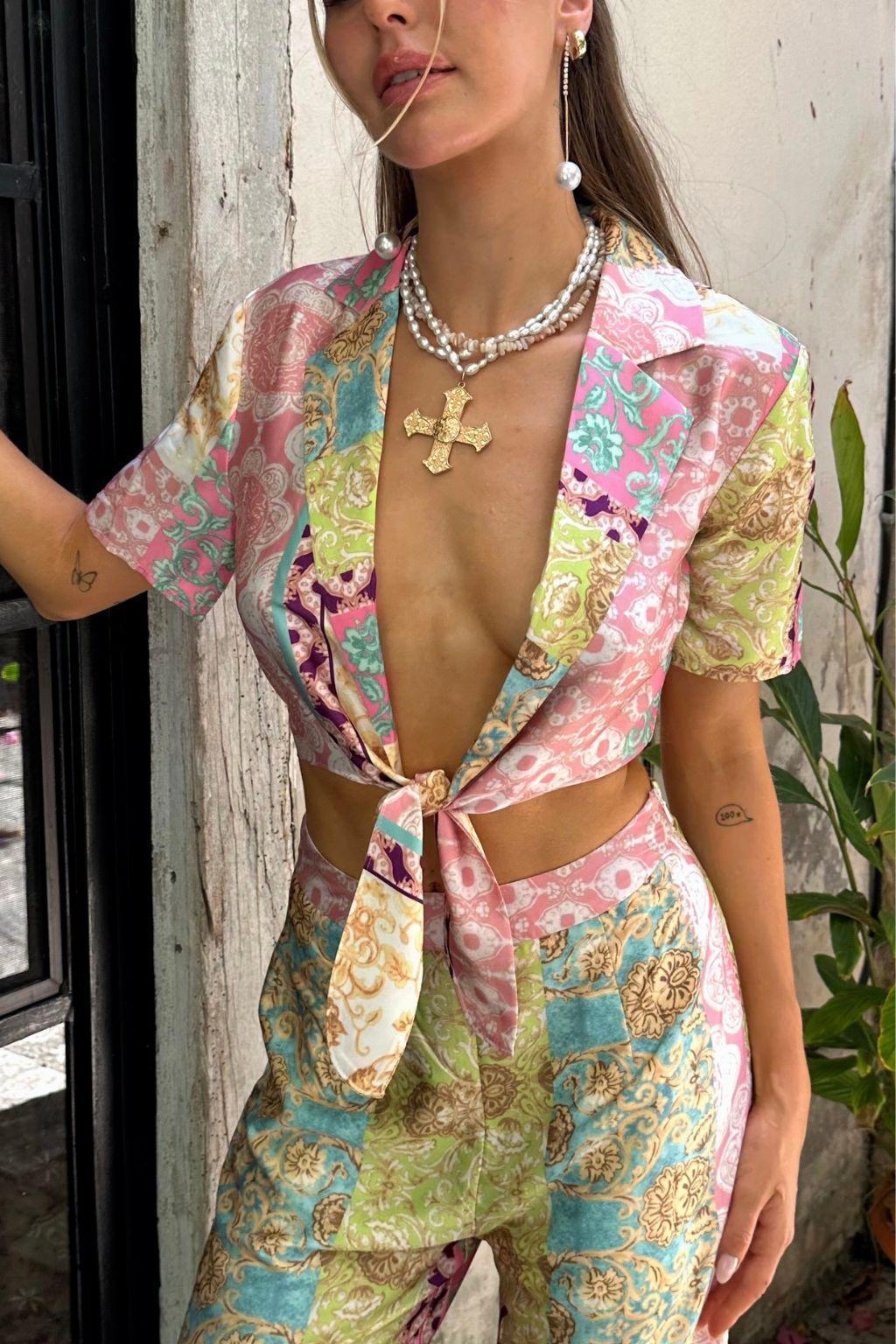 Coral Cove Floral Tie Top Product Image