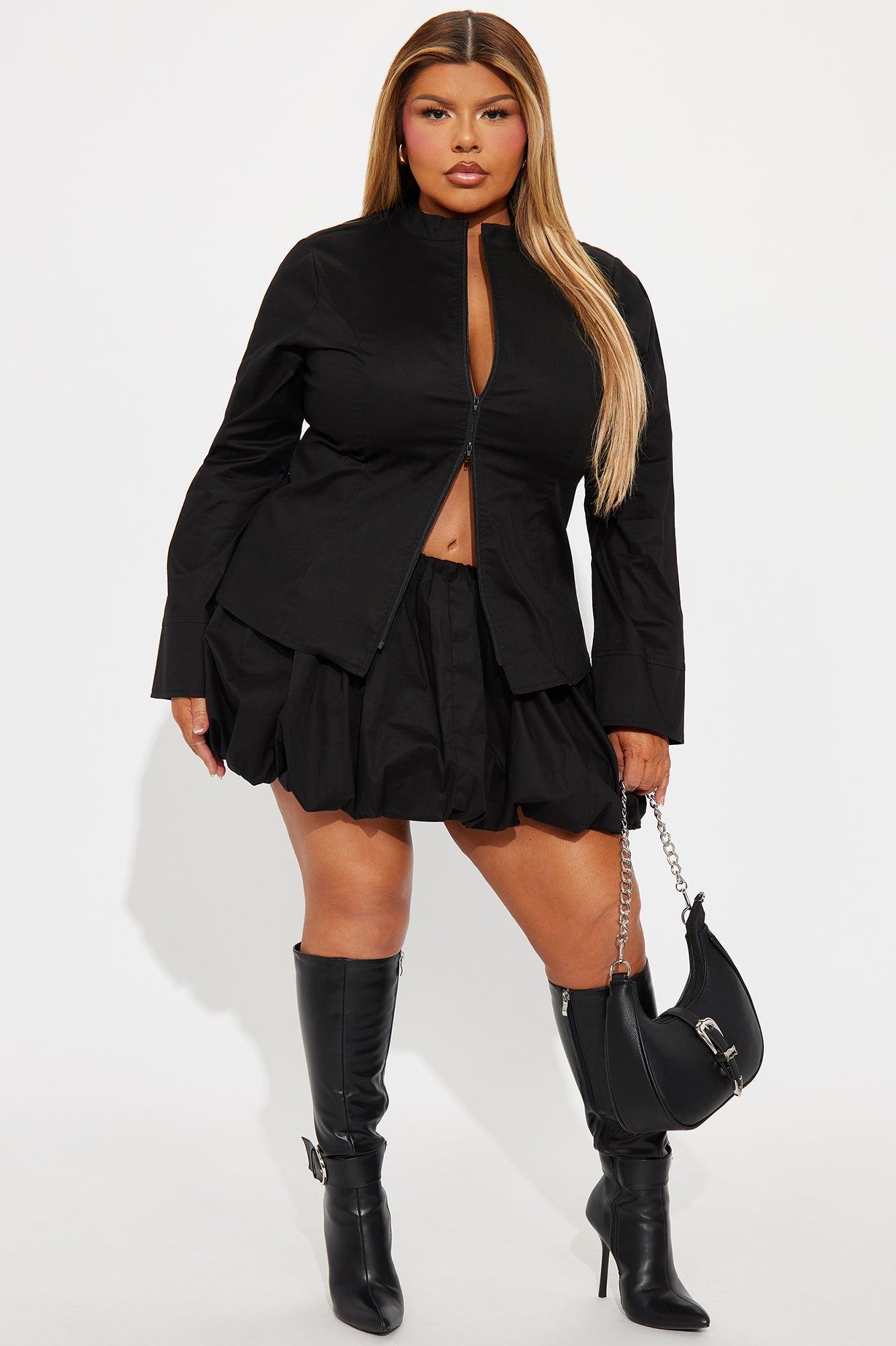 Kara Bubble Mini Skirt Set - Black Product Image