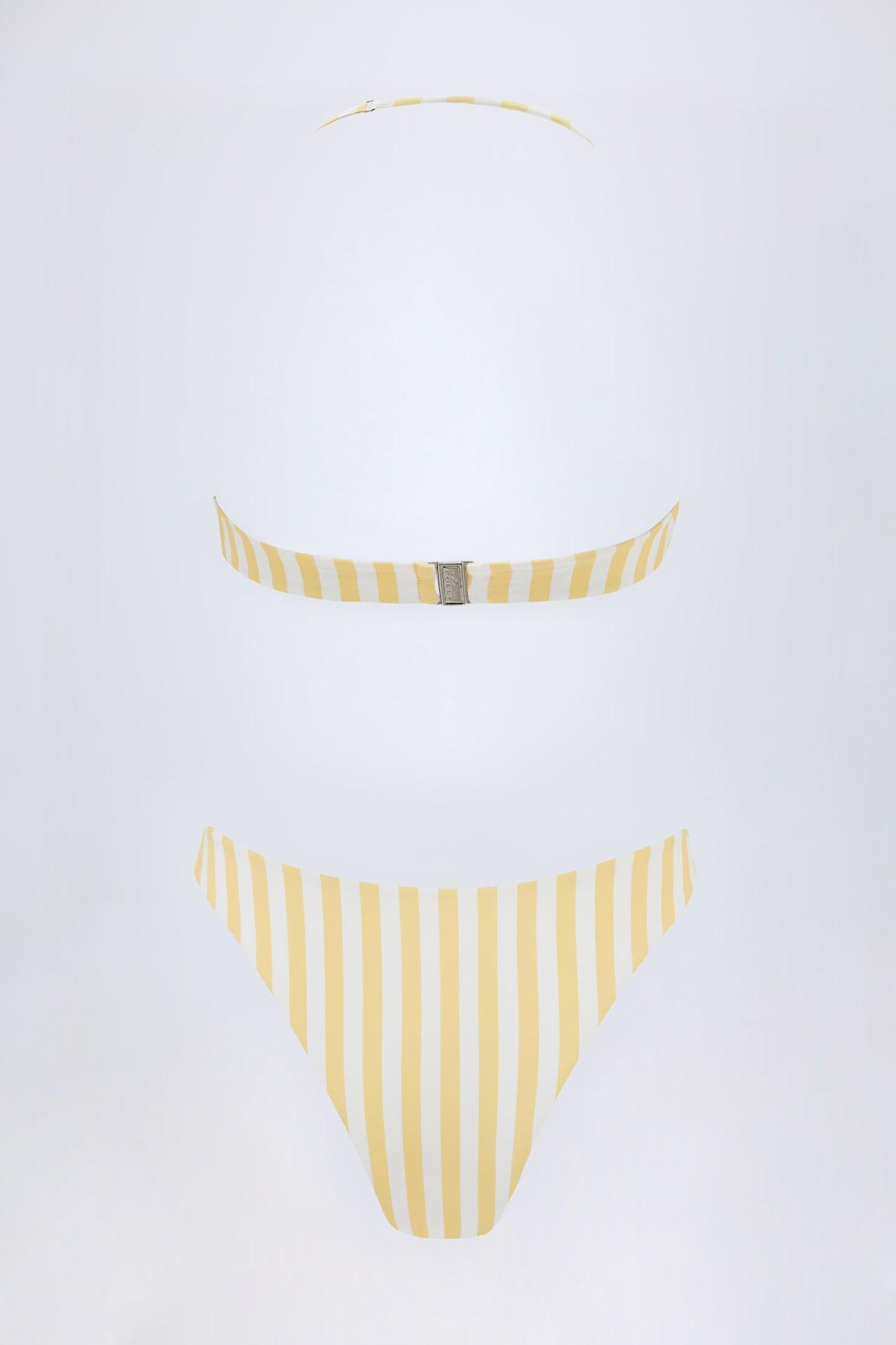 Cut-Out Halterneck Swimsuit in Lemon Yellow Stripe Product Image