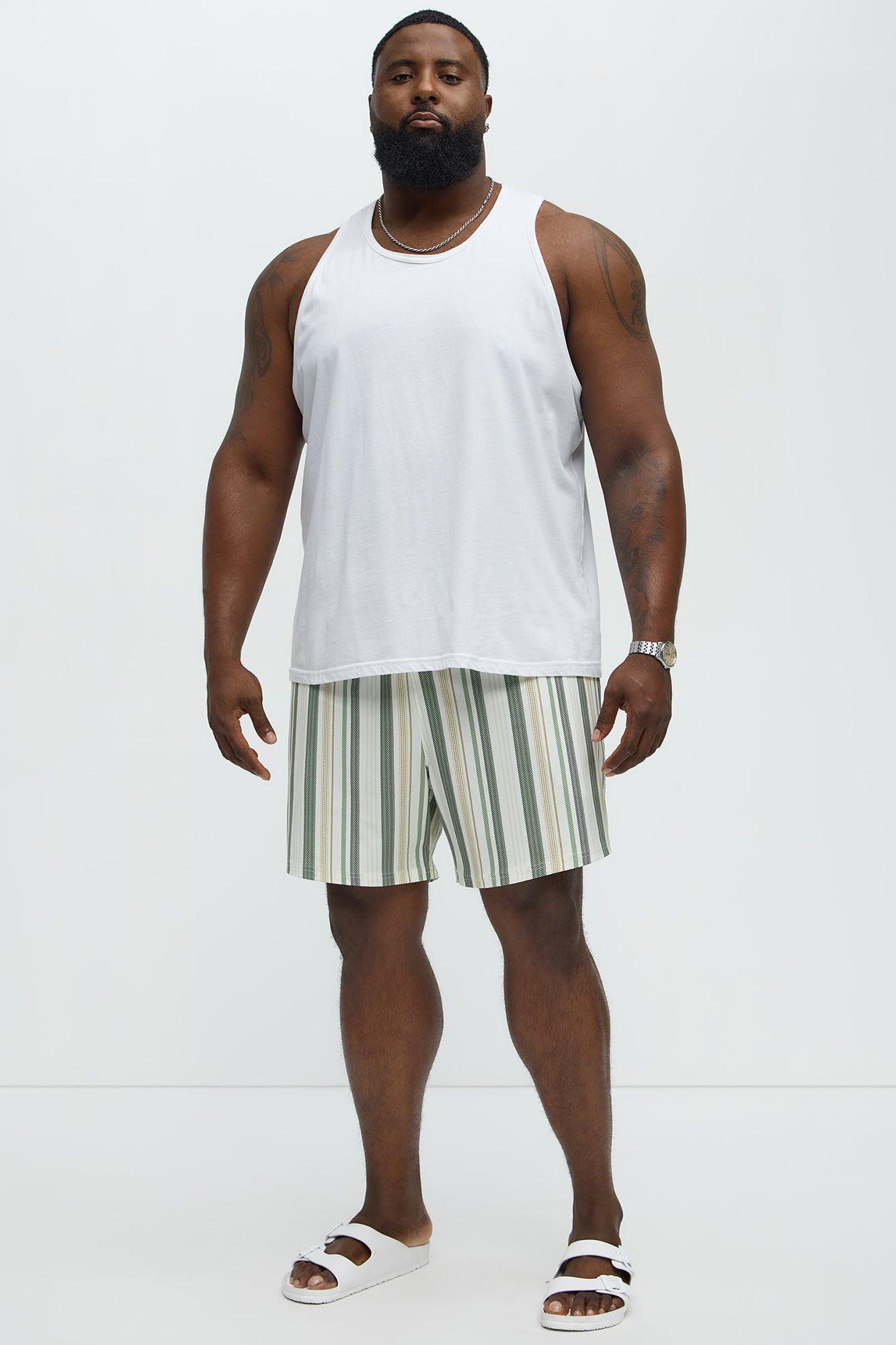 Herringbone Printed Swim Mid Trunk - Green/combo Product Image