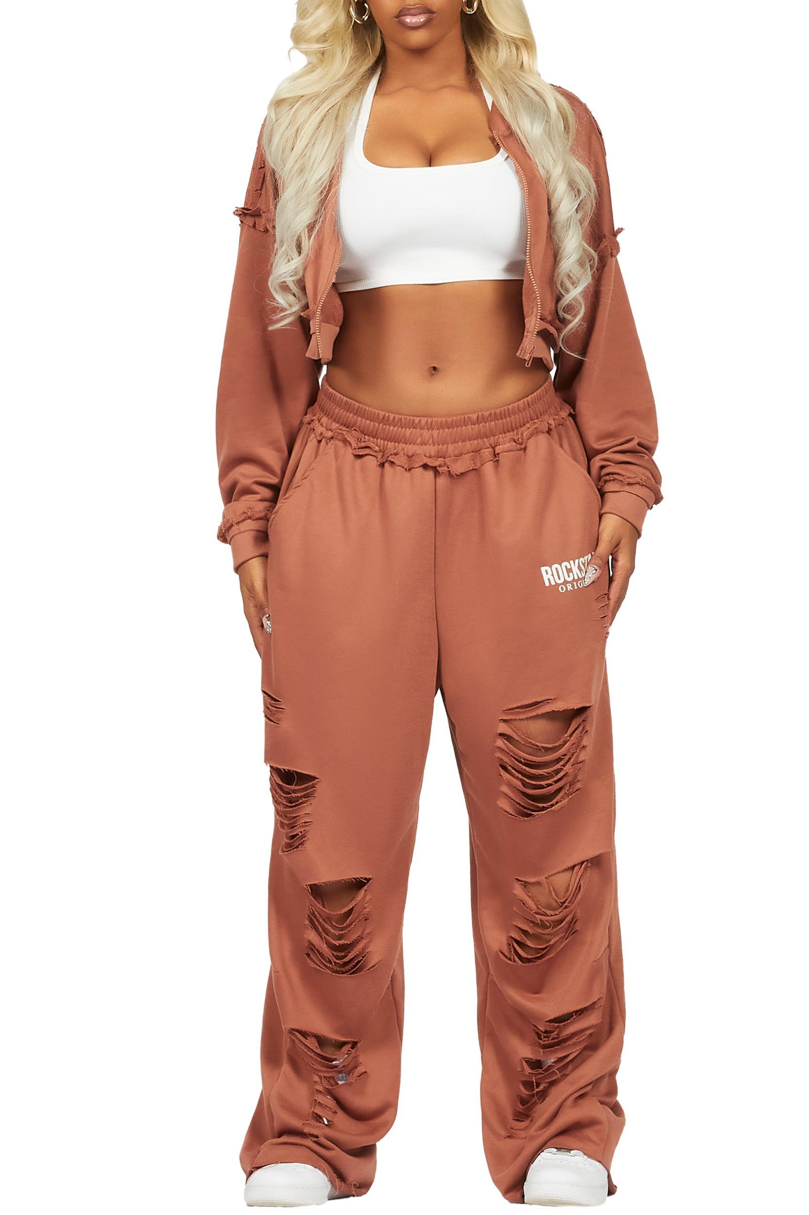 Corrina Mocha French Terry Oversized Trackset Female Product Image