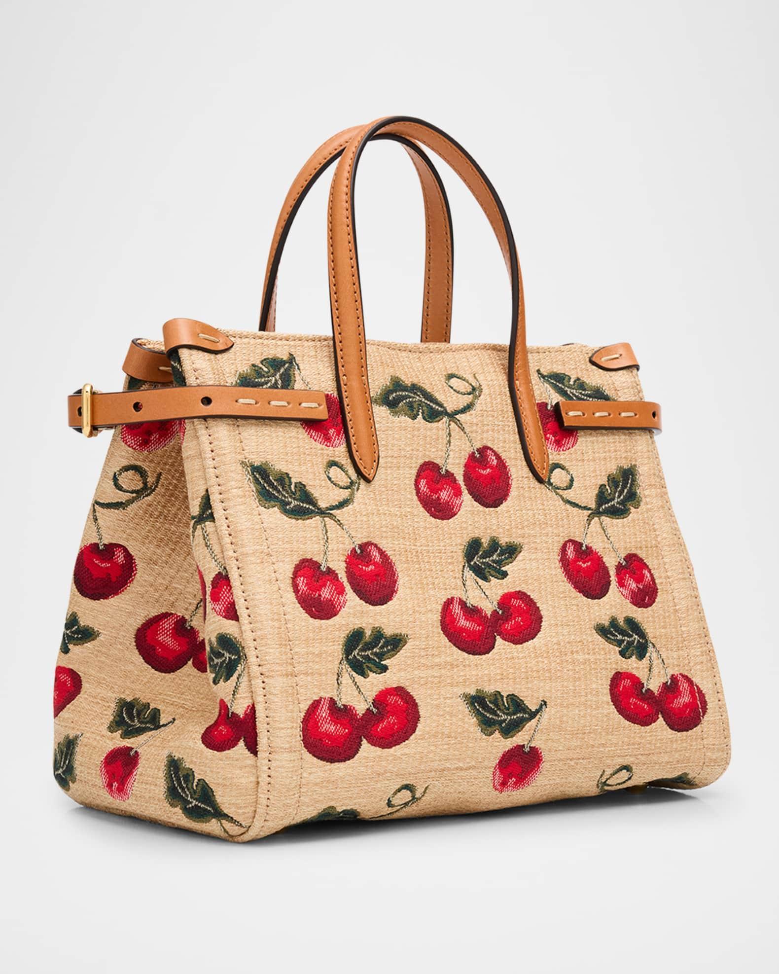 Antibes Small Raffia Cherry Jacquard Tote Bag Product Image